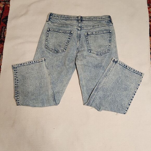 Gap light wash/acid wash distressed high-rise boho straight leg ankle  jeans - Picture 10 of 11